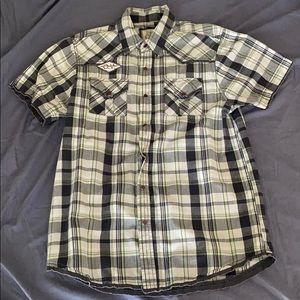 Men's Short Sleeve Checkered Button Down Shirt